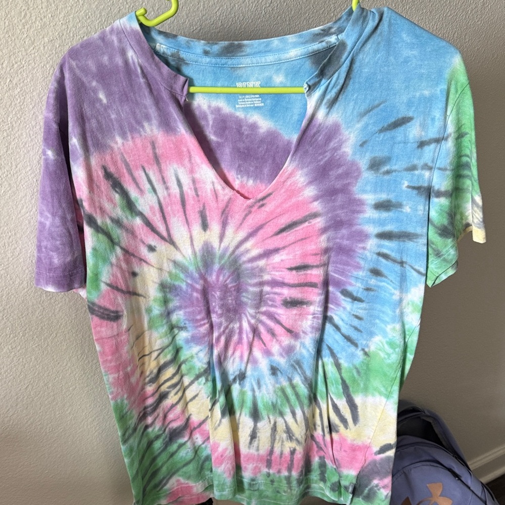 PINK Victoria's Secret Tie-Dye V-Neck Tee